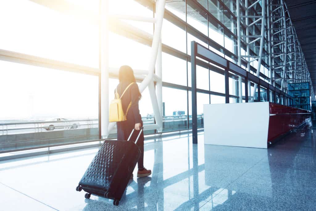lady walking in a building