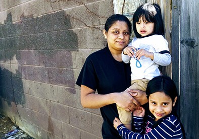 Woman and two children