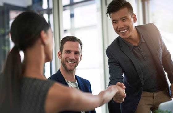 Man and woman shaking hands