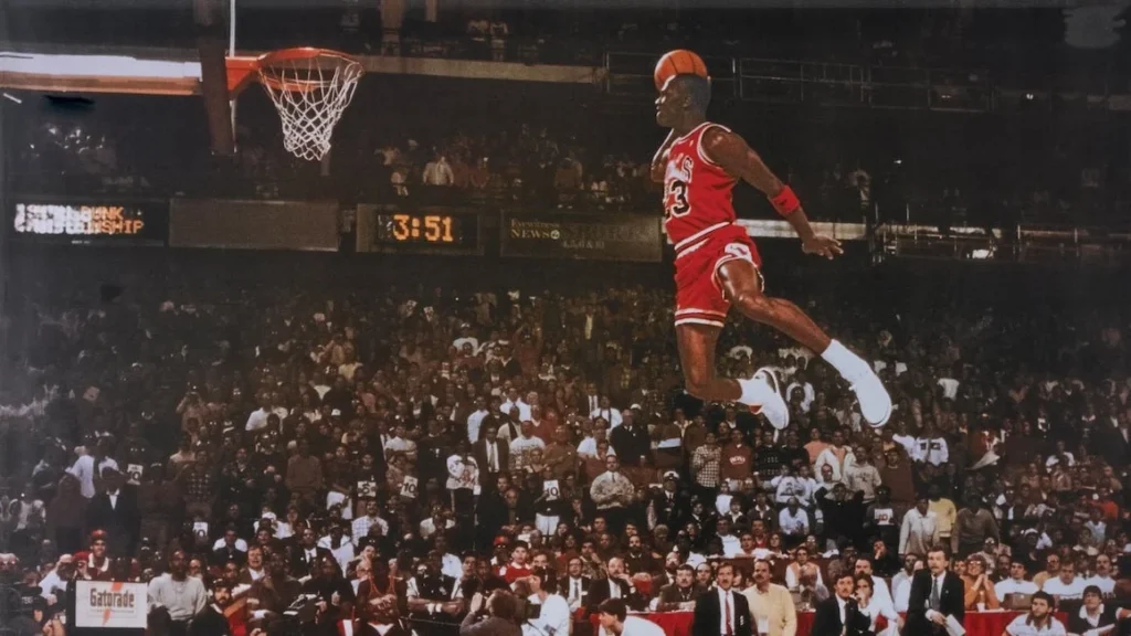Michael Jordan dunking the basketball